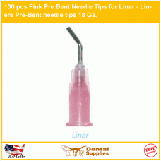 100 pcs Pink Pre Bent Needle Tips for Liner - Liners Pre-Bent needle tips 18 Ga.